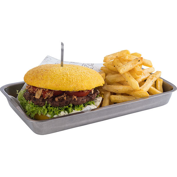 Поднос для подачи «Винтаж» прямоугольный глубокий;сталь нерж.;,H=30,L=255,B=160мм;серебрист.,матовый