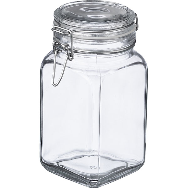 Банка квадратная с крышкой «Кремлин»;стекло;1,3л;,H=180,L=96,B=96мм;прозр.