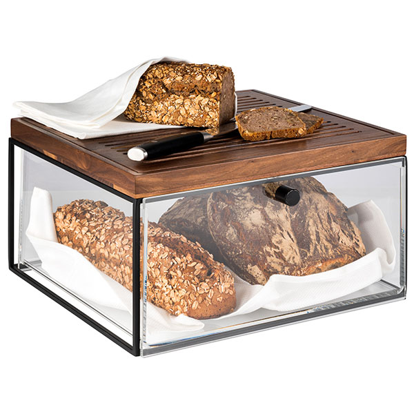 Ящик для продуктов с ручкой;пластик;,H=17,5,L=34,B=32см;прозр.,черный