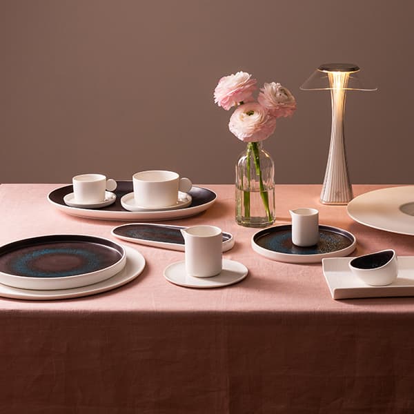 Блюдо «Эстиа» овальное;фарфор;,H=20,L=235,B=200мм;синий,коричнев.