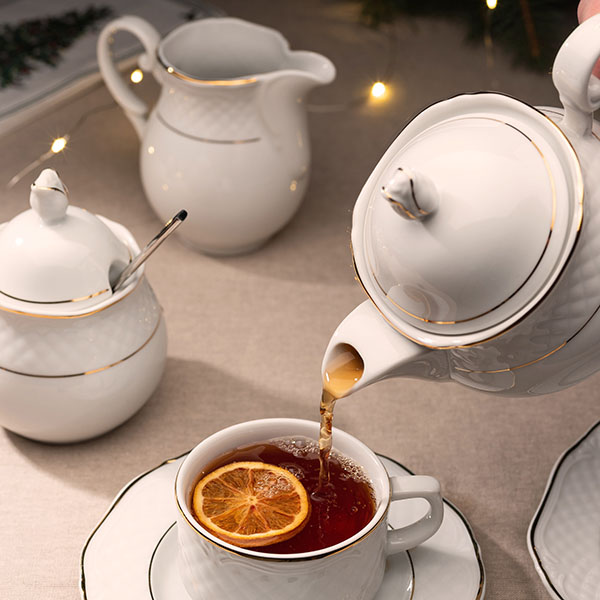 Молочник «Афродита»;фарфор;300мл;D=60,H=105,L=130мм;белый,золотой