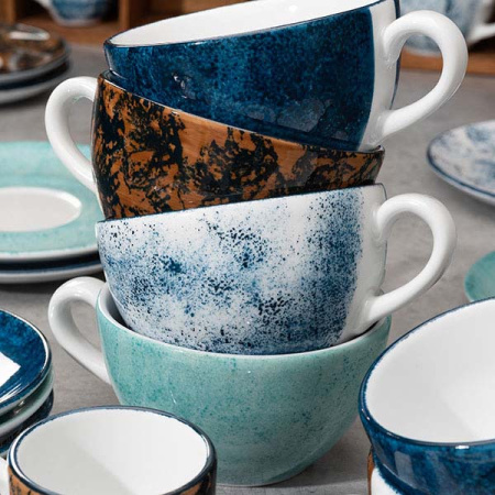 Чашка чайная «Аида»;фарфор;180мл;D=88,H=60мм;белый,синий