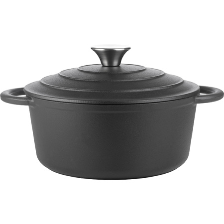 Кастрюля для запекания «Эмбер Каст Мэтт» с крышкой;чугун;2,5л;D=22,H=15,5см;черный