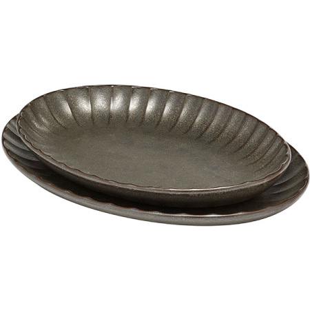 Салатник «Инку» овальный;керамика;,H=27,L=220,B=154мм;зелен.