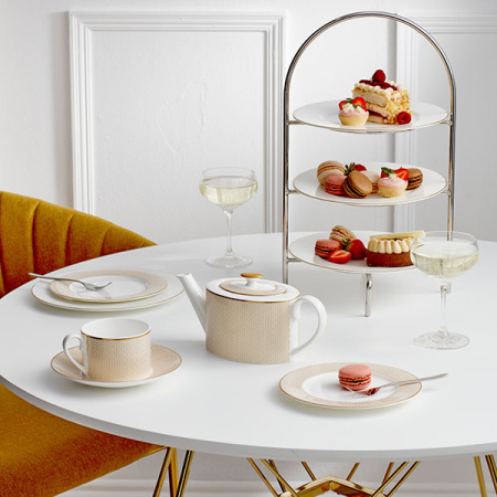 Чашка чайная «Даймонд»;кост.фарф.;200мл;D=6,H=6см;золотой,белый