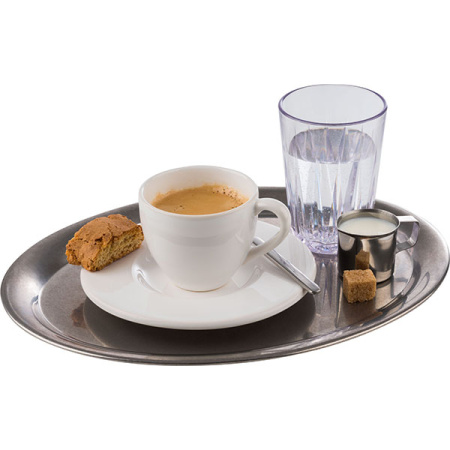 Поднос овальный «Каффехаус винтаж»;сталь нерж.;,L=29,B=22см;серебрист.,матовый