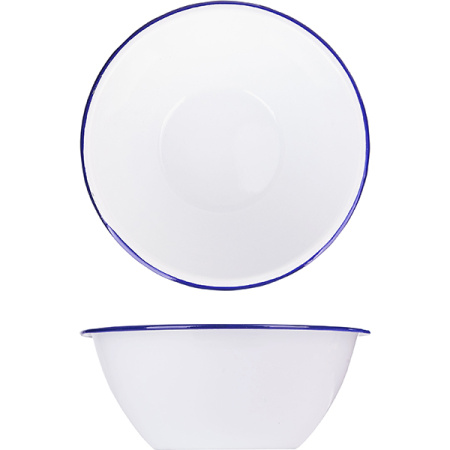 Салатник эмалированный;сталь;0,9л;D=170,H=65мм;белый,синий