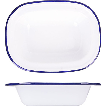 Форма для запекания эмалированная;сталь;,L=16,B=12см;белый,синий