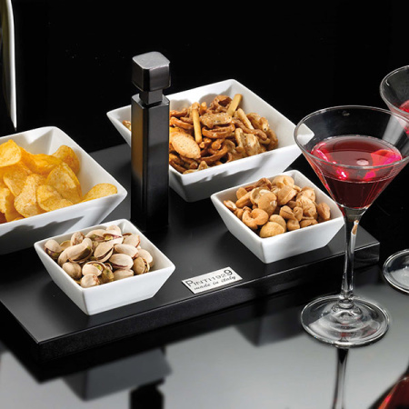 Подставка фуршетная «Буфет» для закусок;пластик;,H=16,5,L=31,B=24см;черный