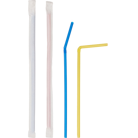 Трубочки со сгибом в индивидуальной упаковке[250шт];полипроп.;D=5,L=210мм;разноцветн.
