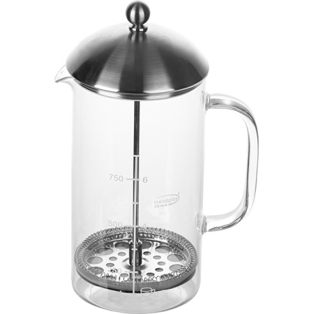 Френч-пресс;стекло;1л;D=95,H=225,L=140мм;прозр.
