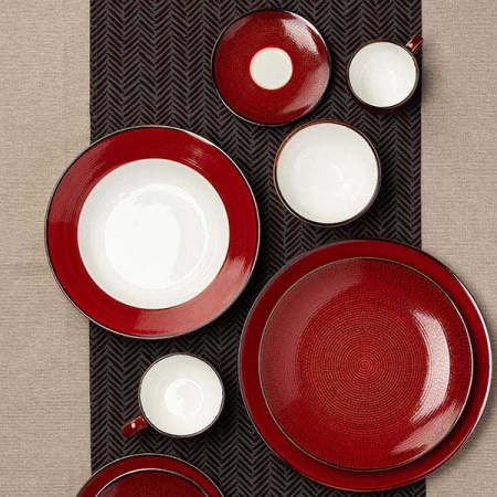 Салатник «Джаспер»;фарфор;240мл;D=113,H=54мм;белый,красный