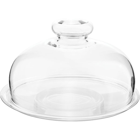 Поднос фуршетный для сыра с крышкой;стекло;D=17,5/20,H=11,5см;прозр.
