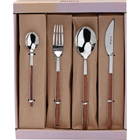 Набор столовых приборов (махагон) на 6 персон[24шт];сталь нерж.,пластик;,H=40,L=29,B=24,5см