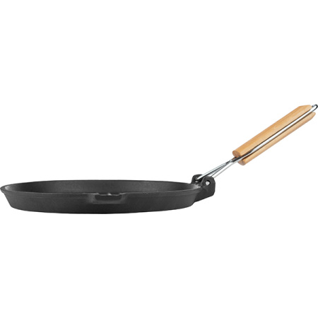 Сковорода-гриль «Эмбер Каст Мэтт»;чугун,дерево;D=220,H=18мм;черный,св. дерево