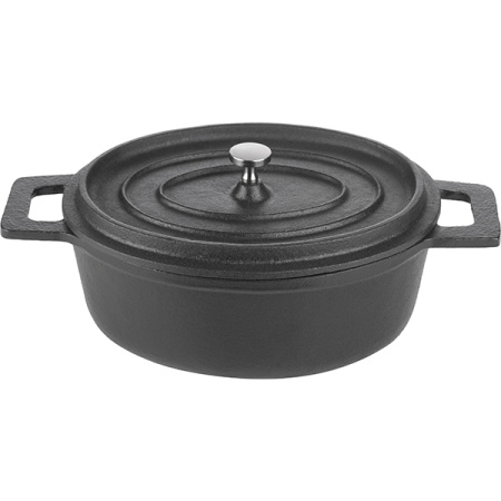 Кастрюля для запекания «Эмбер Каст Мэтт» с крышкой;чугун;0,8л;,H=7,L=18,B=14см;черный