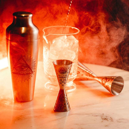 Джиггер «Афродит Алкеми» 30/45 мл с рисунком;сталь нерж.;D=5,H=12см;серебрист.