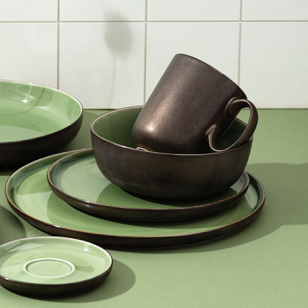 Салатник «Сейдж»;фарфор;0,75л;D=170,H=55мм;зелен.,бронз.