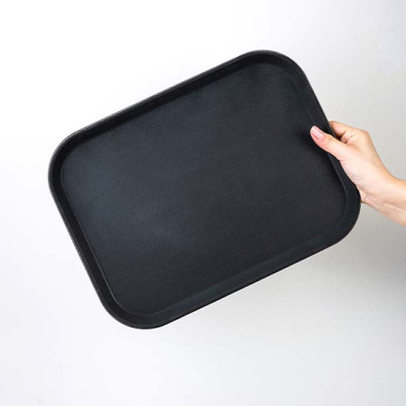 Поднос «Проотель» прорезиненный прямоугольный;пластик;,L=41,B=30,5см;черный