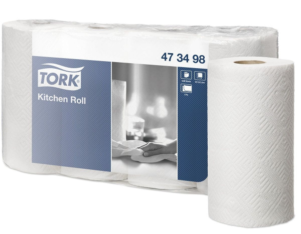 Полотенца бумажные Tork  для кухни в рулоне, 2сл, 21х23см, дл.20,43м, 90лист/рул 4рул/спайке 5сп/кор