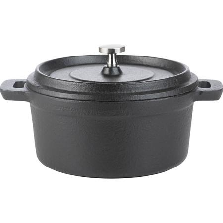 Кастрюля для запекания «Эмбер Каст Мэтт» с крышкой;чугун;0,55л;D=12,H=5см;черный