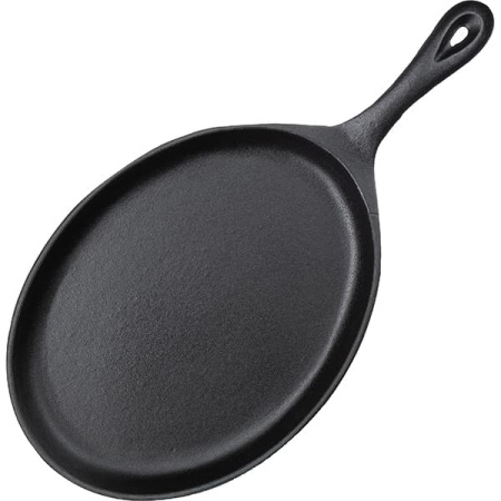 Сковорода для фахитос «Эмбер Каст Мэтт»;чугун,дерево;,H=30,L=378/240,B=190мм;серый,тем.дерево