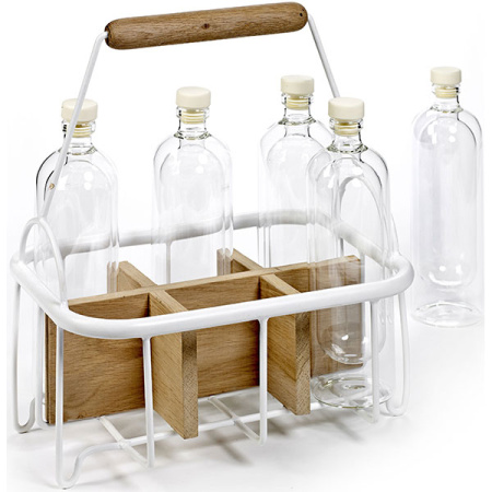 Подставка для бутылок «Корзина» переносная (на 6 шт);металл,дерево;,H=36,L=34см