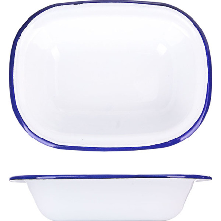 Форма для запекания эмалированная;сталь;350мл;,L=18,B=13,5см;белый,синий