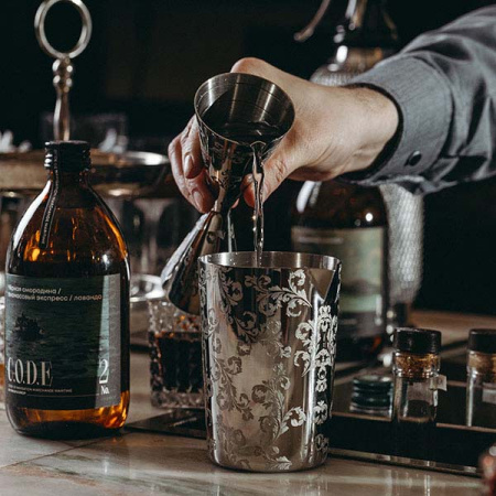 Стакан смесительный «Пробар Премиум Мотиво» с рисунком;сталь нерж.;0,5л;D=90,H=165мм;серебрист.