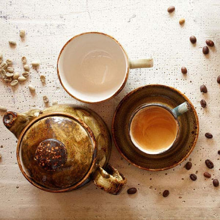 Чашка чайная «Крафт Блю»;фарфор;455мл;D=120/45,H=85мм;синий,коричный