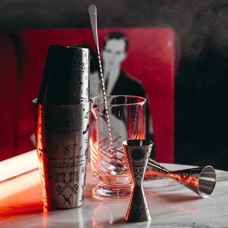 Джиггер «Афродита» 60/90 мл с рисунком;сталь нерж.;D=45,H=145мм;серебрист.