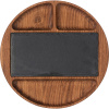 Менажница «Нова» 4 секции круглая, вставка из натурального сланца;дуб;D=25,H=3см