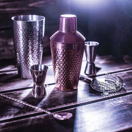 Шейкер европейский «Пробар» рифленый;сталь нерж.;0,5л;D=80,H=235мм;медный