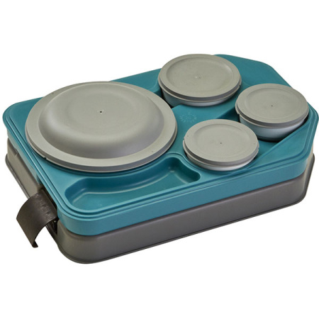 Поднос теплоизолированный;пластик;,H=10,5,L=53,B=37см;бирюз.,серый