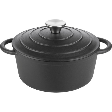 Кастрюля для запекания «Эмбер Каст Мэтт» с крышкой;чугун;2,5л;D=22,H=15,5см;черный