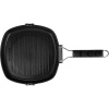 Сковорода-гриль «Проотель» квадратная со складной ручкой;алюм.литой,пластик;,H=4,L=24,B=24см;черный
