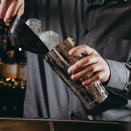 Шейкер американский «Пробар Премиум Мотиво» с орнаментом;сталь нерж.;0,84л;D=92,H=172мм;серебрист.