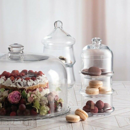 Набор емкостей фуршетных «Вилла» для десерта с крышкой[3шт];стекло;0,505л;D=94/118,H=261мм;прозр.