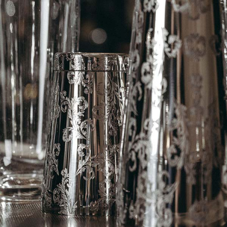 Шейкер американский «Пробар Премиум Мотиво» с орнаментом;сталь нерж.;0,84л;D=92,H=172мм;серебрист.