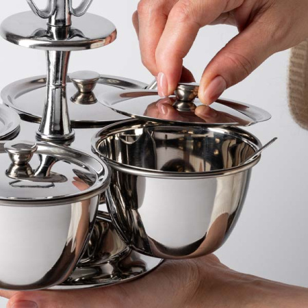 Набор емкостей фуршетных для соусов и специй (4 чаши);сталь нерж.,пластик;D=10,H=20,5см;металлич.