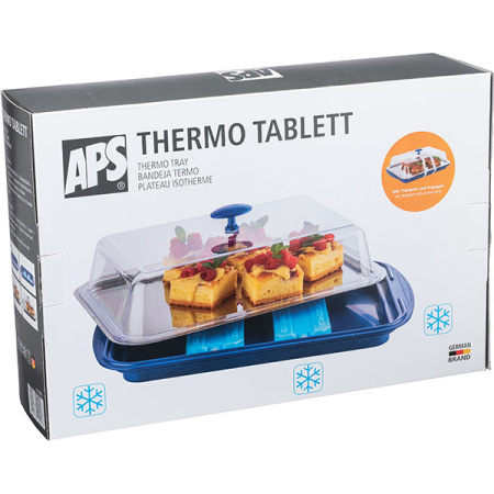 Поднос фуршетный с крышкой и охладительным элементом;полистирол,сталь нерж.;,H=14,L=43,B=29см