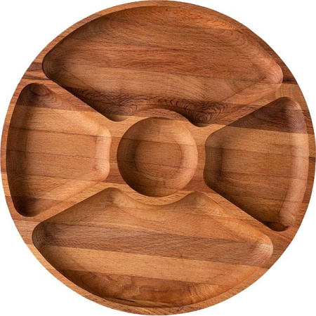 Менажница 5 секций;бук;D=250,H=25мм;св. дерево