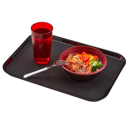 Поднос прорезиненный прямоугольный;стеклопласт.;,L=34,5,B=27см;черный