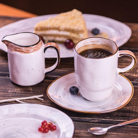 Молочник «Пастораль»;фарфор;300мл;,H=97,L=117,B=72мм;зелен.