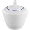 Сахарница «Блю Дэппл» с крышкой;фарфор;170мл;D=87/45,H=95мм;белый,синий