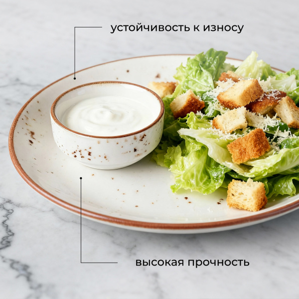 Соусник «Париж»;фарфор;30мл;D=6см;белый,коричнев.