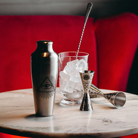 Джиггер «Афродита» 60/90 мл с рисунком;сталь нерж.;D=45,H=145мм;серебрист.