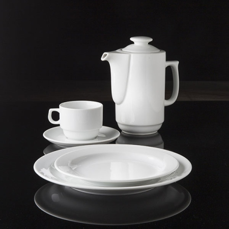 Кофейник «Прага» с крышкой;фарфор;0,6л;D=10,H=15,L=17см;белый