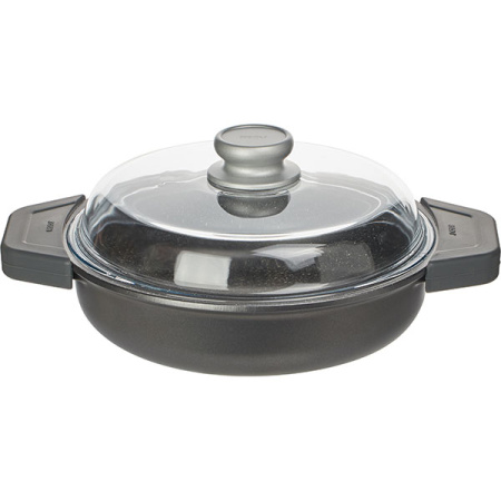 Кастрюля «Гранито» с крышкой (индукция);алюм.литой;D=24,H=7см;серый