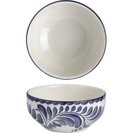 Салатник «Пуэбла Блю»;фарфор;380мл;D=13,H=6см;белый,синий